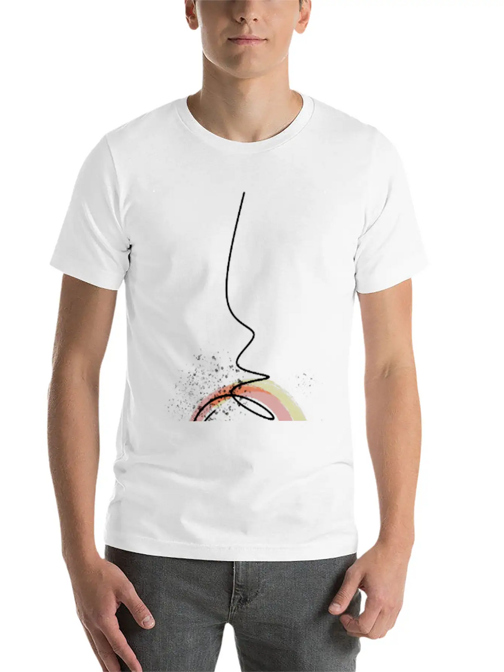 Colorful Abstract Line Art Design - Modern Design Essential Cotton Tee For Daily Outfits – Unisex Style