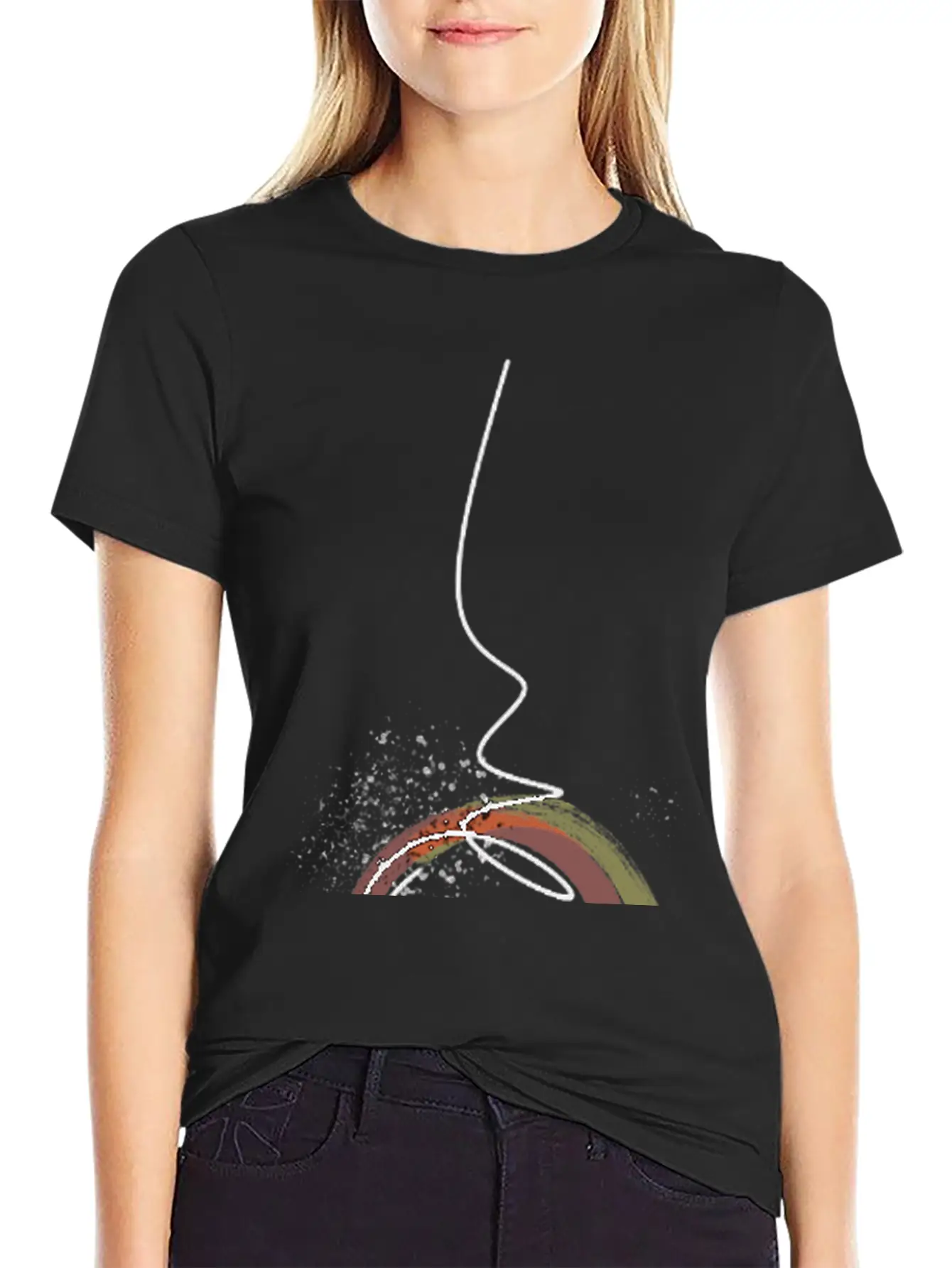 Colorful Abstract Line Art Design - Modern Design Essential Cotton Tee For Daily Outfits – Unisex Style