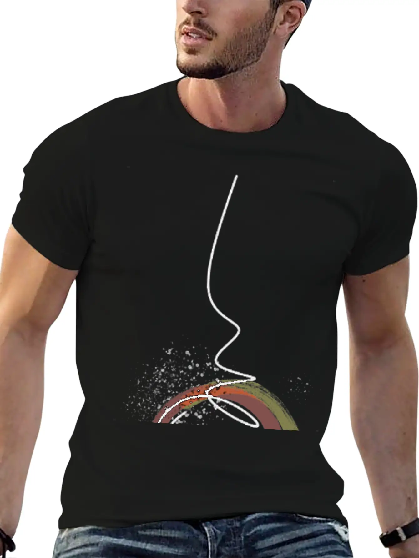 Colorful Abstract Line Art Design - Modern Design Essential Cotton Tee For Daily Outfits – Unisex Style