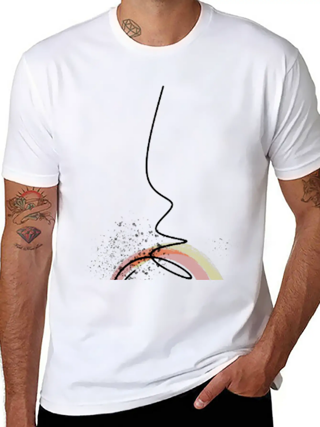 Colorful Abstract Line Art Design - Modern Design Essential Cotton Tee For Daily Outfits – Unisex Style