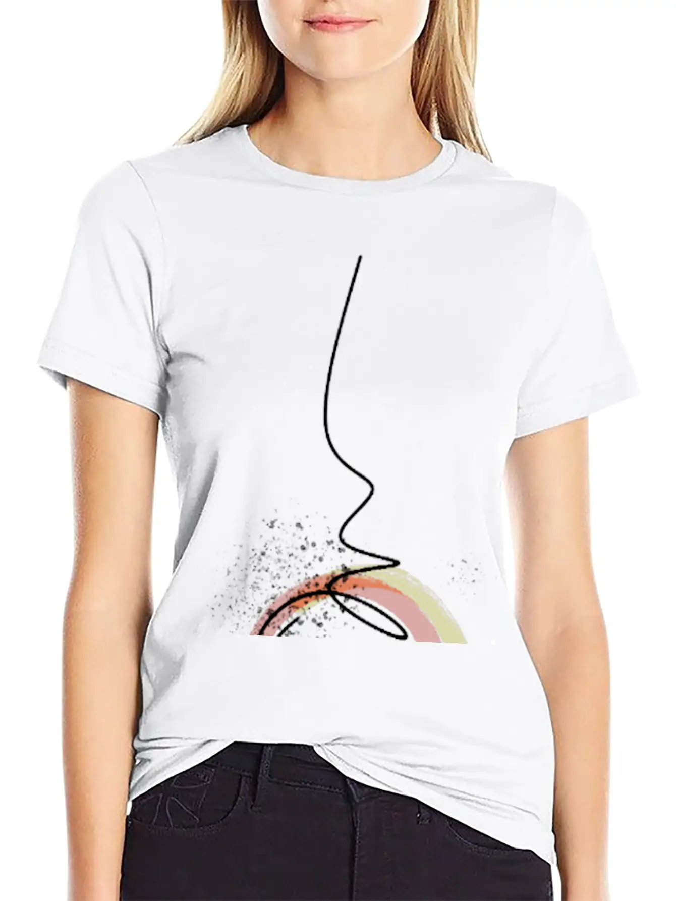 Colorful Abstract Line Art Design - Modern Design Essential Cotton Tee For Daily Outfits – Unisex Style