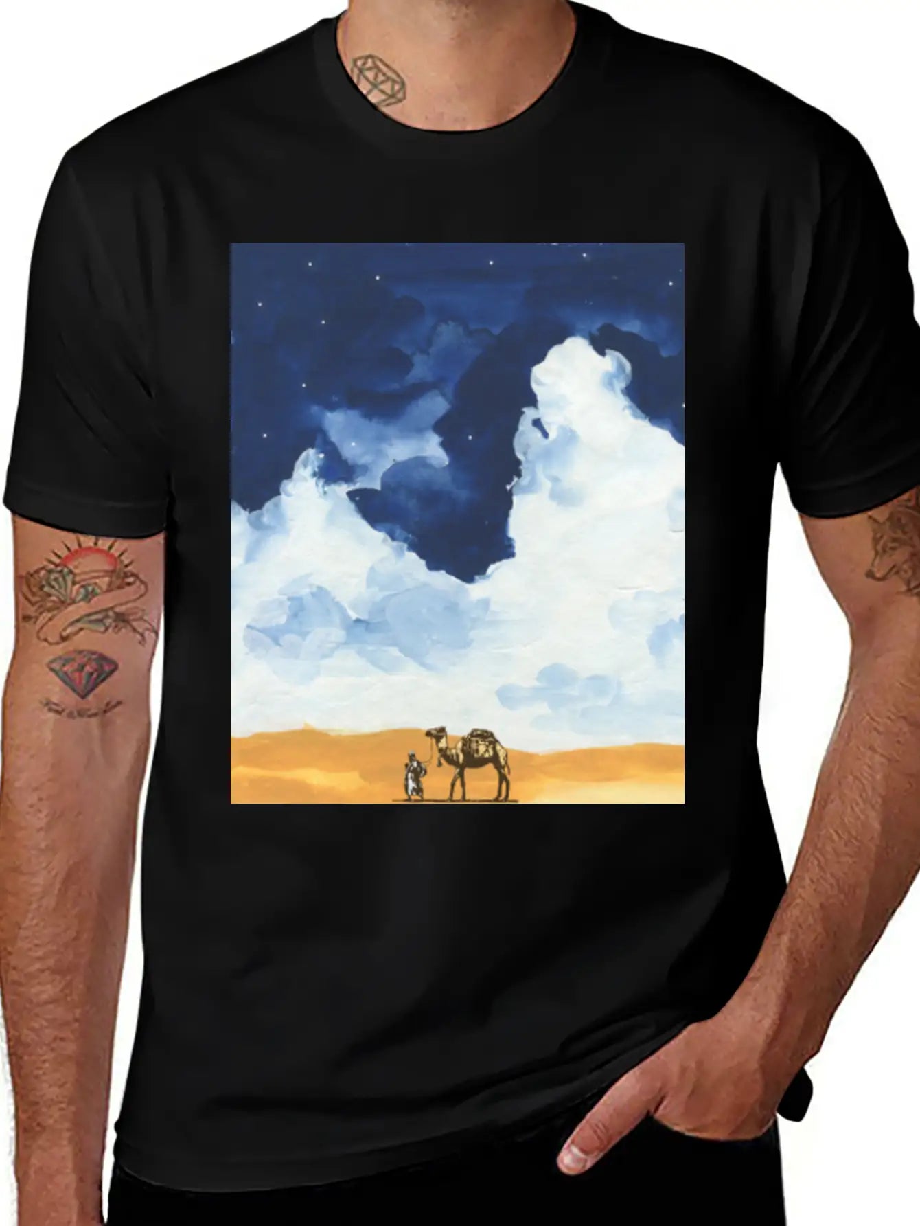 Colorful Bedouin Camel Walking In The Desert Casual Graphic T-Shirt – Simple And Comfortable Daily Wear