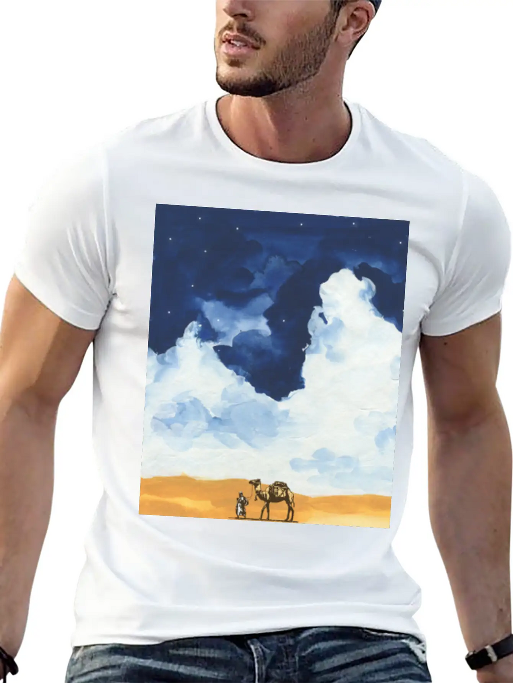Colorful Bedouin Camel Walking In The Desert Casual Graphic T-Shirt – Simple And Comfortable Daily Wear