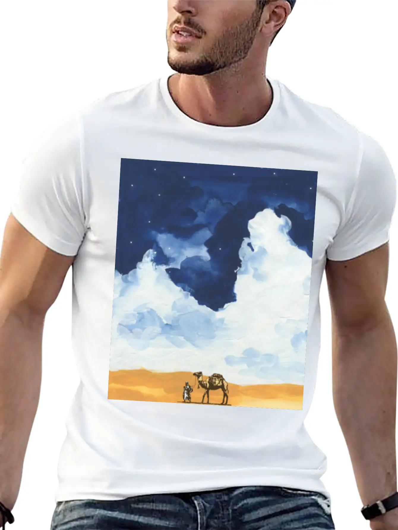 Colorful Bedouin Camel Walking In The Desert Casual Graphic T-Shirt – Simple And Comfortable Daily Wear