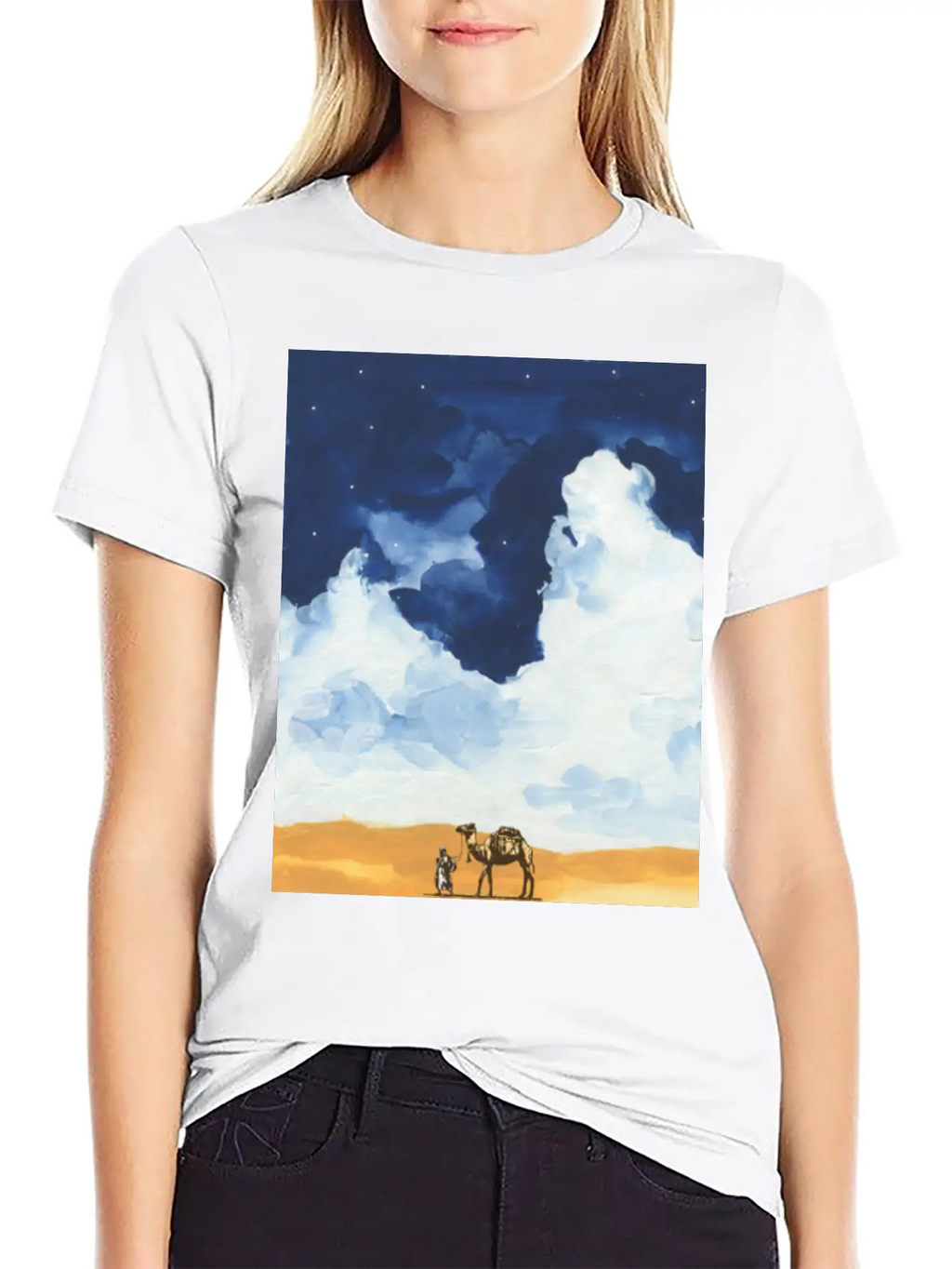 Colorful Bedouin Camel Walking In The Desert Casual Graphic T-Shirt – Simple And Comfortable Daily Wear