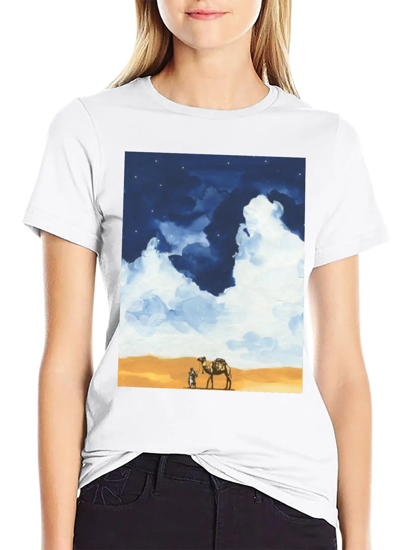 Colorful Bedouin Camel Walking In The Desert Casual Graphic T-Shirt – Simple And Comfortable Daily Wear