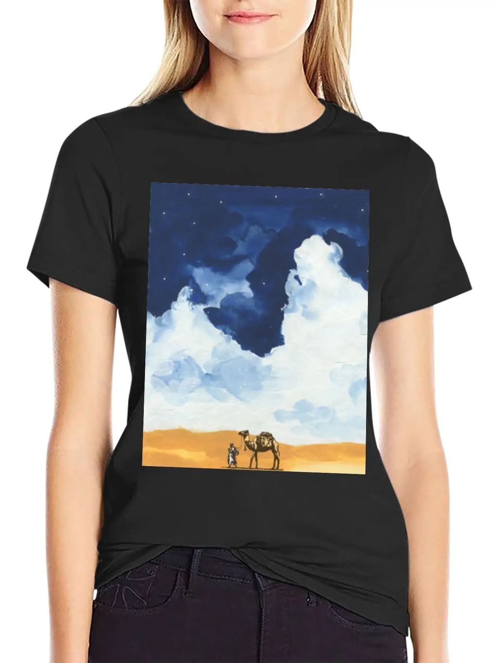 Colorful Bedouin Camel Walking In The Desert Casual Graphic T-Shirt – Simple And Comfortable Daily Wear