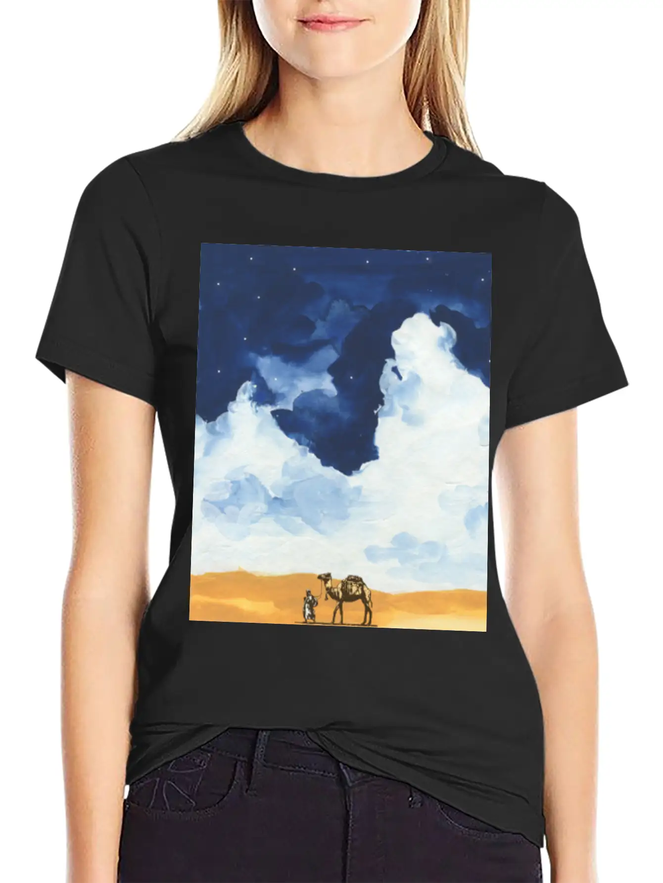 Colorful Bedouin Camel Walking In The Desert Casual Graphic T-Shirt – Simple And Comfortable Daily Wear