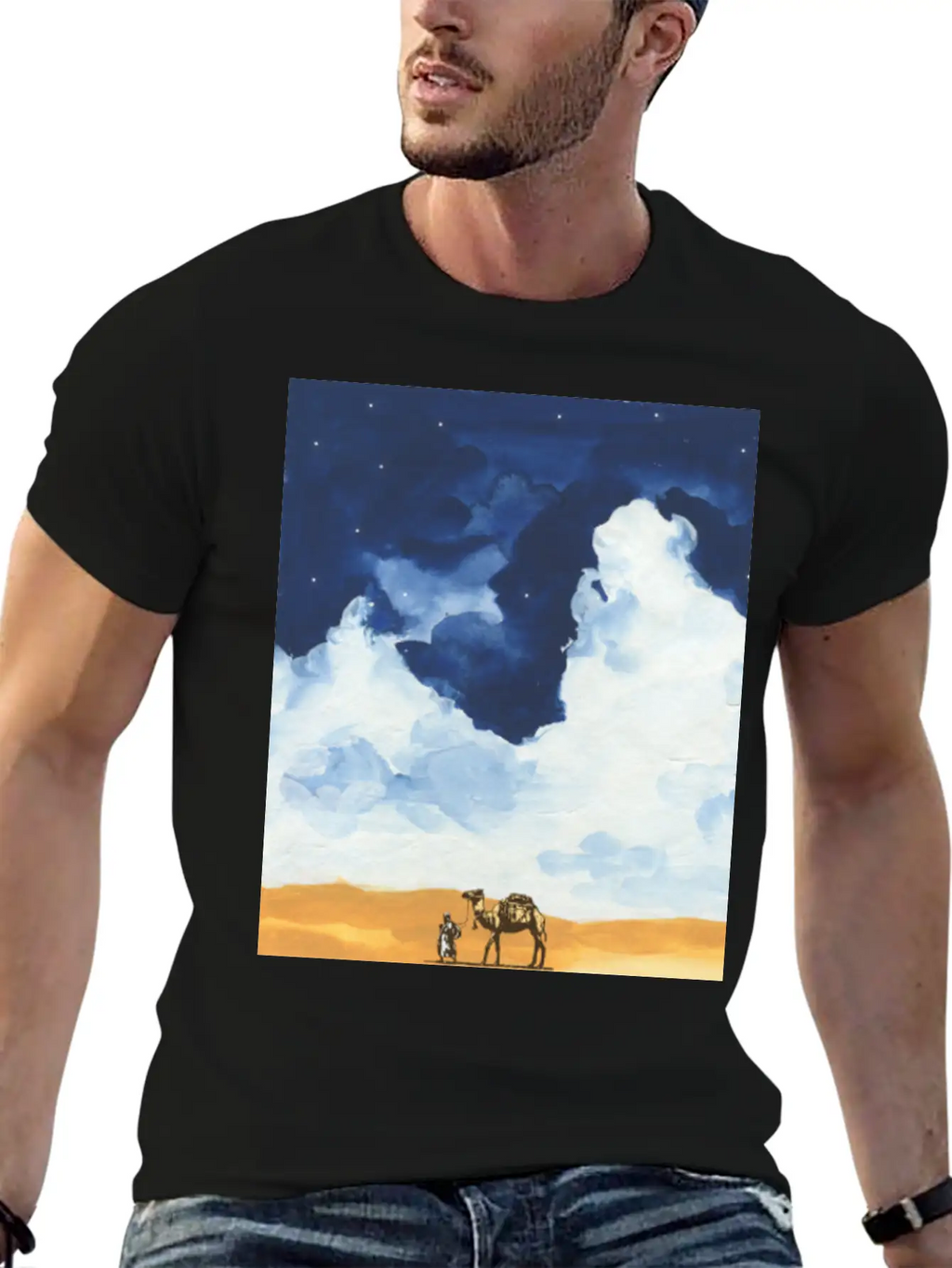 Colorful Bedouin Camel Walking In The Desert Casual Graphic T-Shirt – Simple And Comfortable Daily Wear