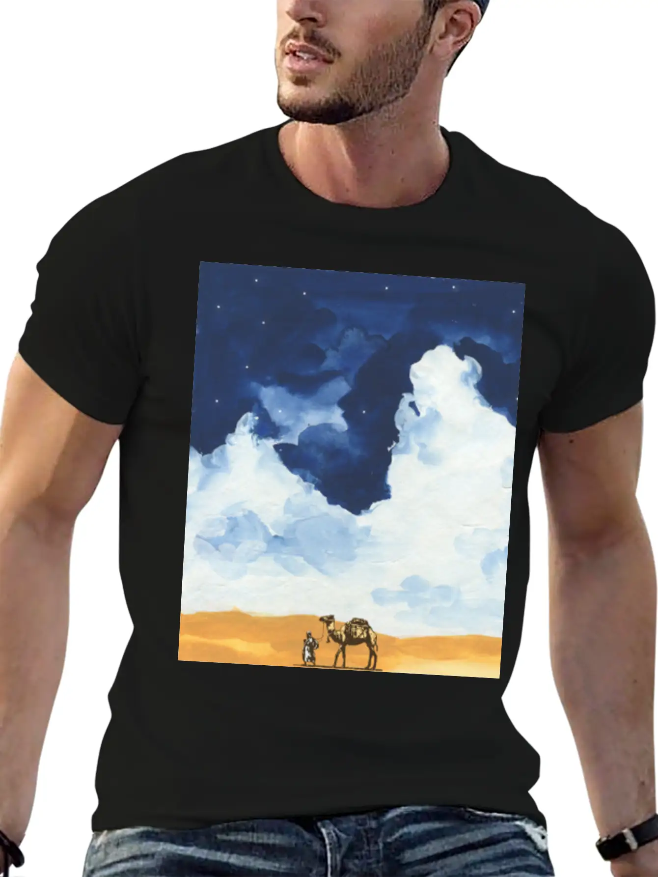 Colorful Bedouin Camel Walking In The Desert Casual Graphic T-Shirt – Simple And Comfortable Daily Wear