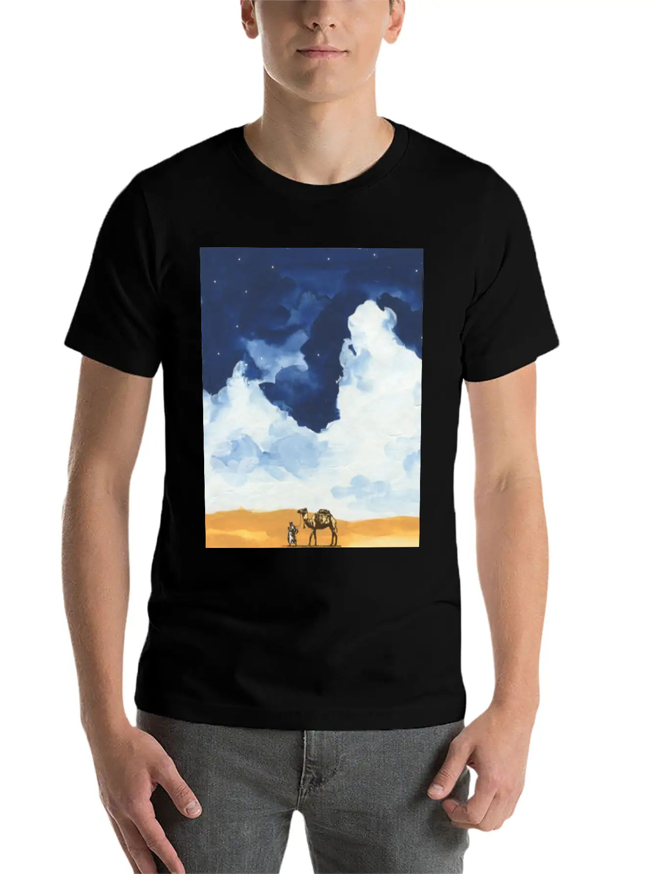 Colorful Bedouin Camel Walking In The Desert Casual Graphic T-Shirt – Simple And Comfortable Daily Wear