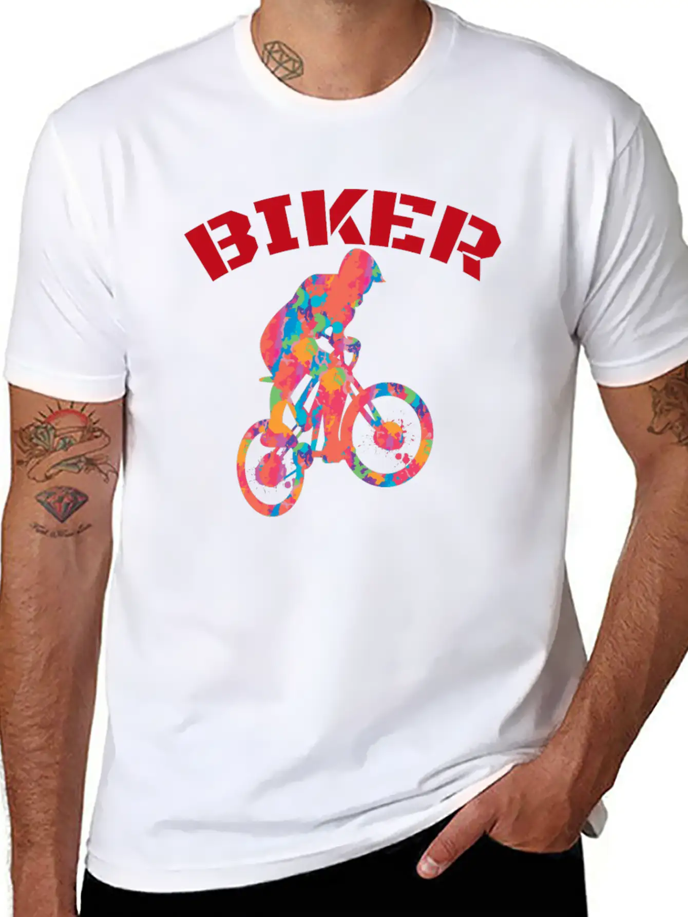 Colorful Biker Unisex Casual T-Shirt – Clean Design For Daily Comfort