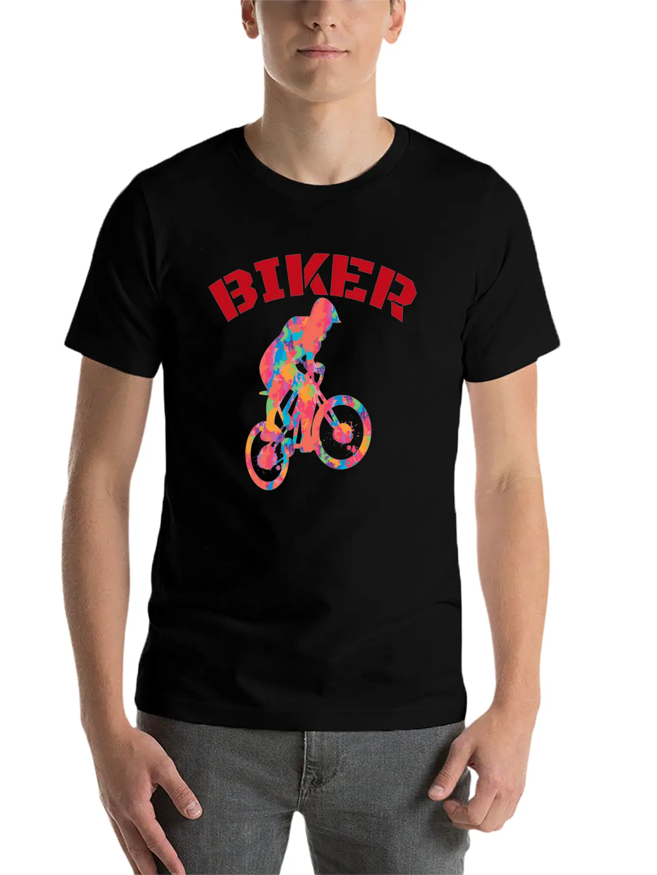 Colorful Biker Unisex Casual T-Shirt – Clean Design For Daily Comfort