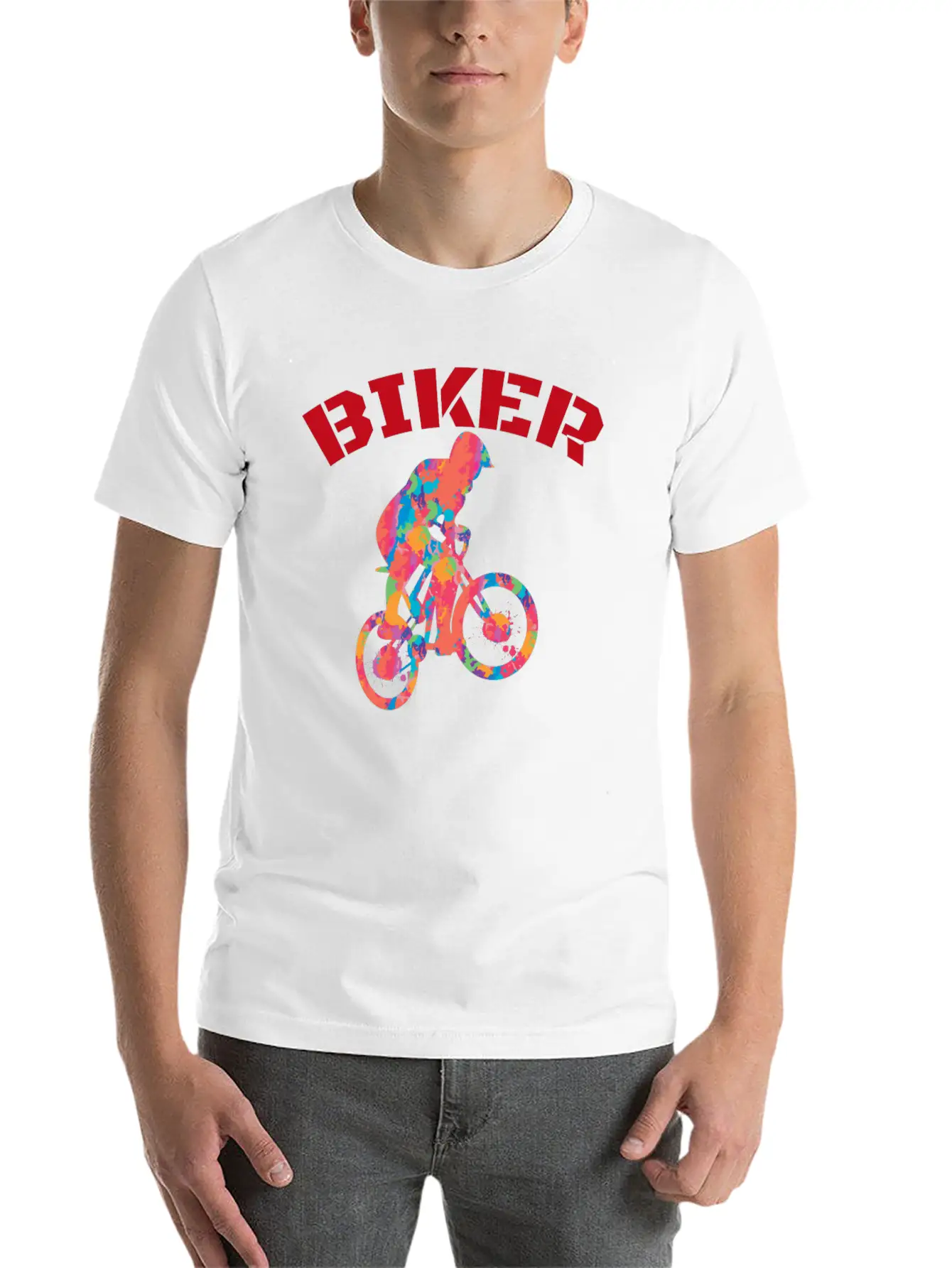 Colorful Biker Unisex Casual T-Shirt – Clean Design For Daily Comfort