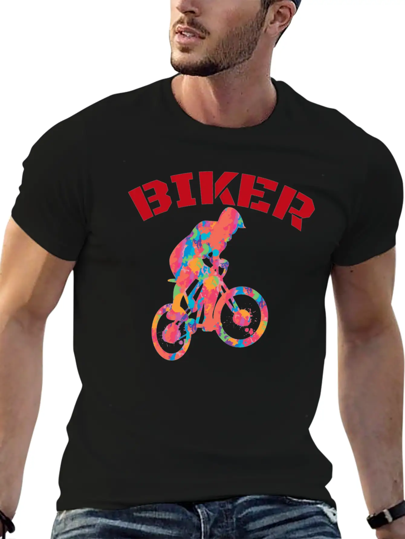 Colorful Biker Unisex Casual T-Shirt – Clean Design For Daily Comfort