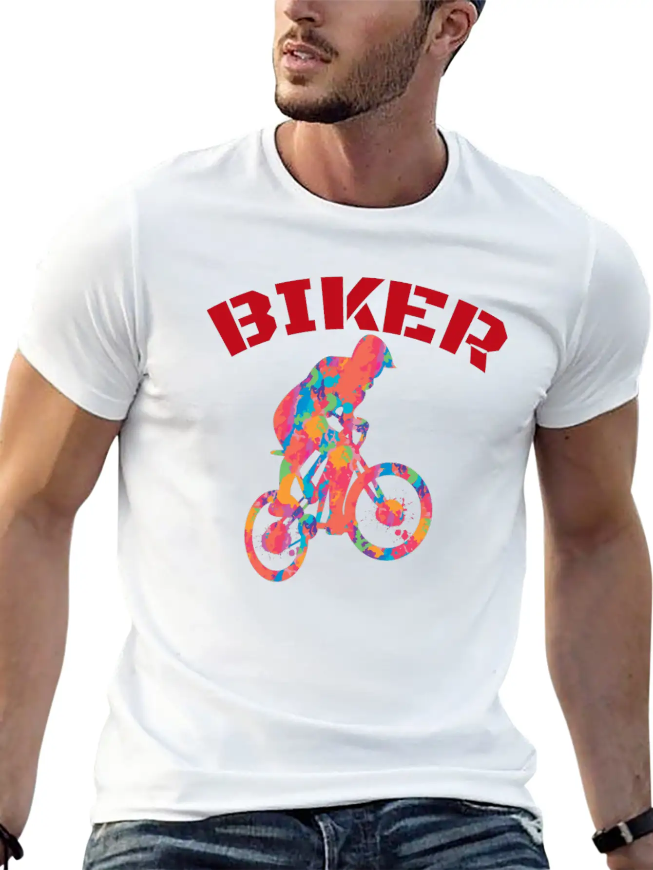 Colorful Biker Unisex Casual T-Shirt – Clean Design For Daily Comfort