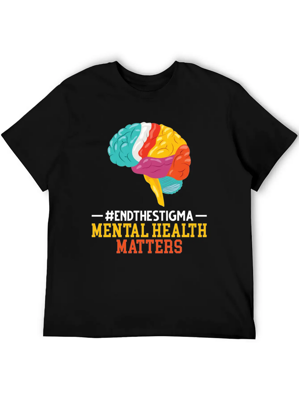 Colorful Brain Mental Health Breathable Soft Cotton T-Shirt – Timeless Casual Look