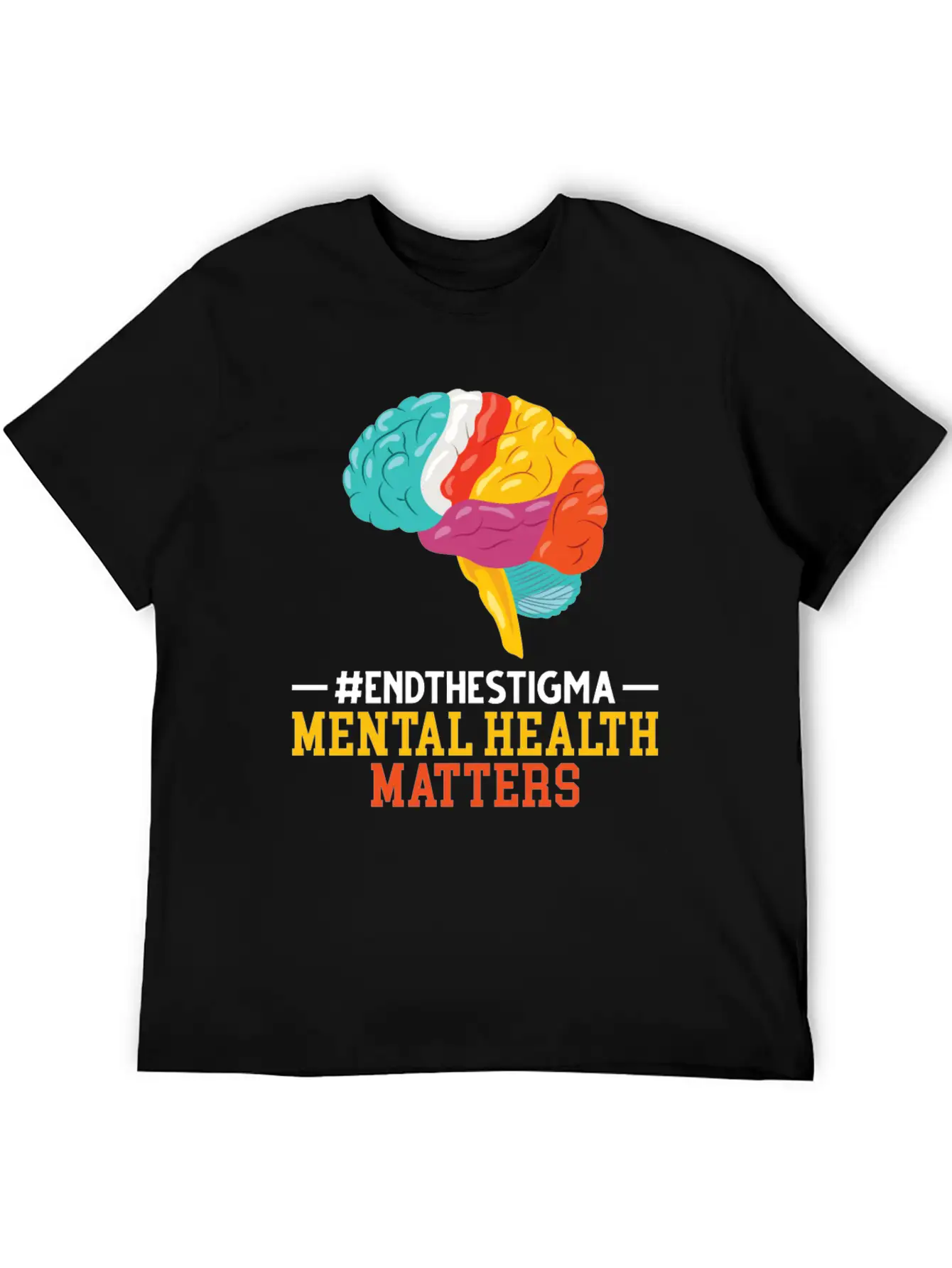 Colorful Brain Mental Health Breathable Soft Cotton T-Shirt – Timeless Casual Look