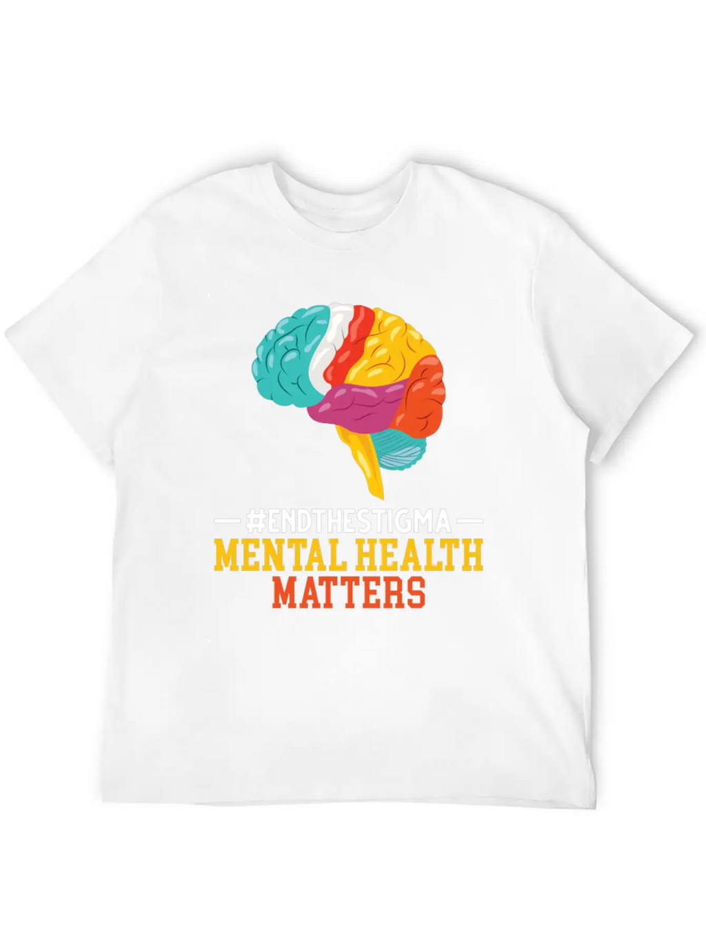Colorful Brain Mental Health Breathable Soft Cotton T-Shirt – Timeless Casual Look