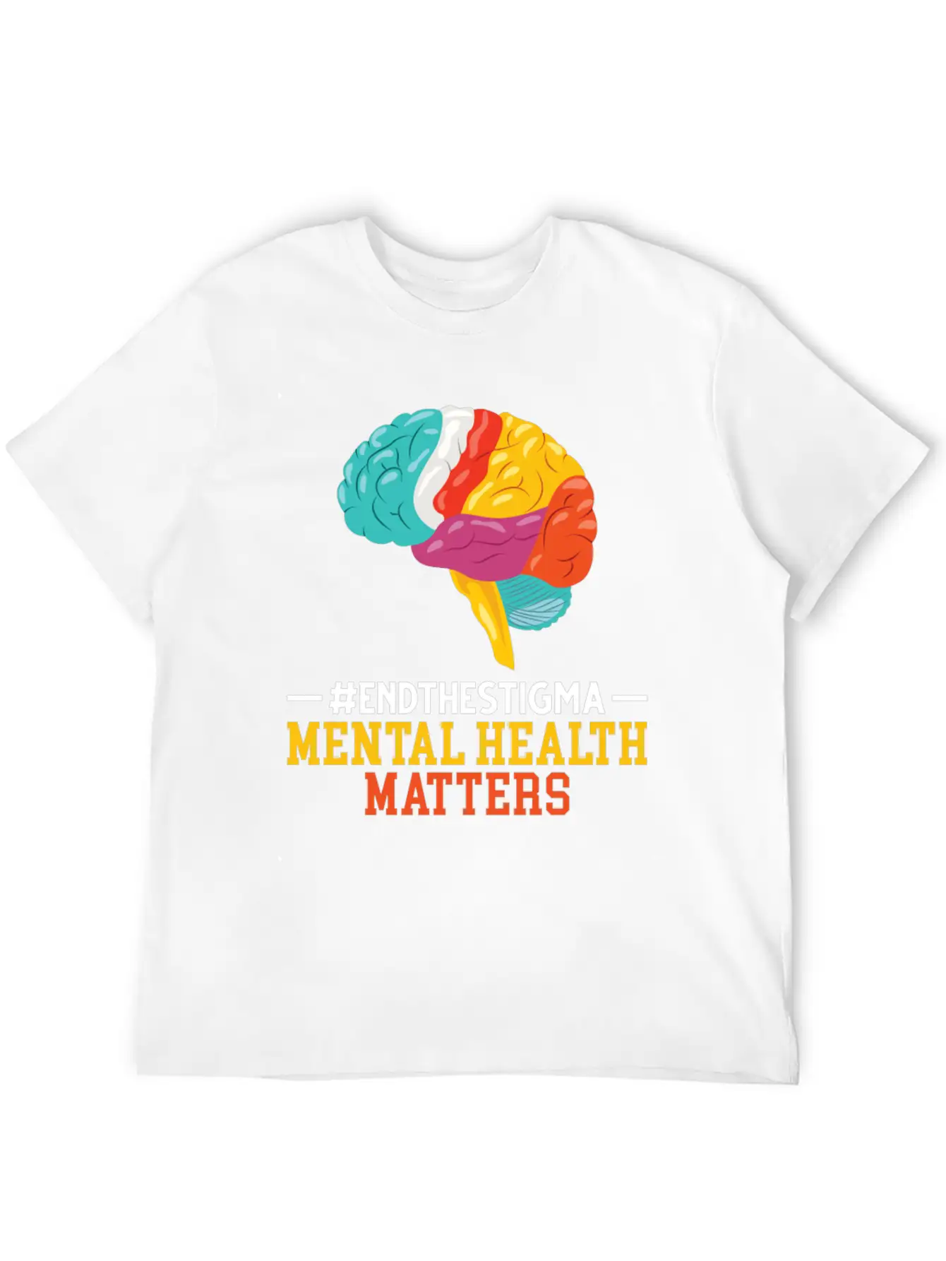 Colorful Brain Mental Health Breathable Soft Cotton T-Shirt – Timeless Casual Look