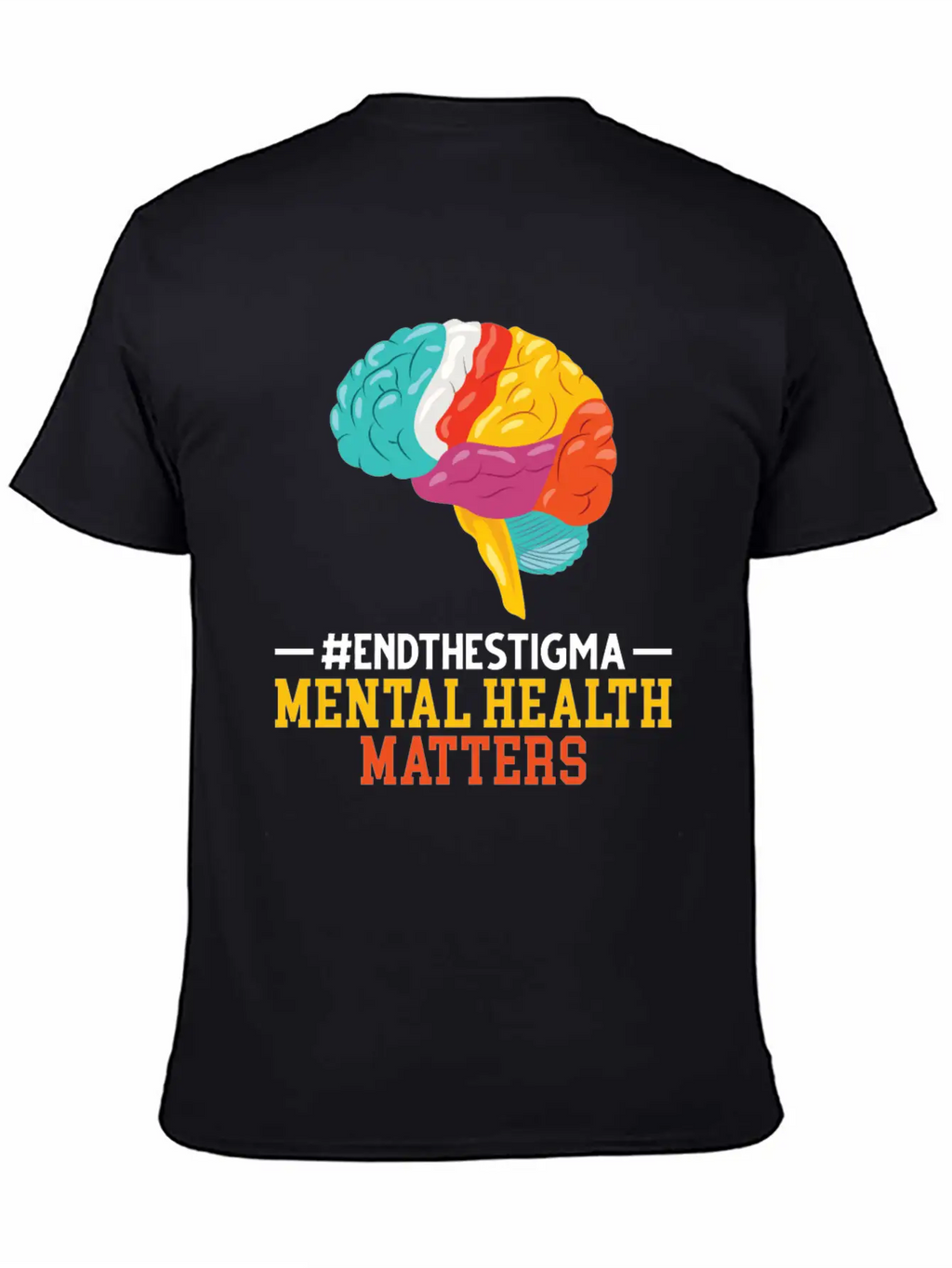 Colorful Brain Mental Health Breathable Soft Cotton T-Shirt – Timeless Casual Look
