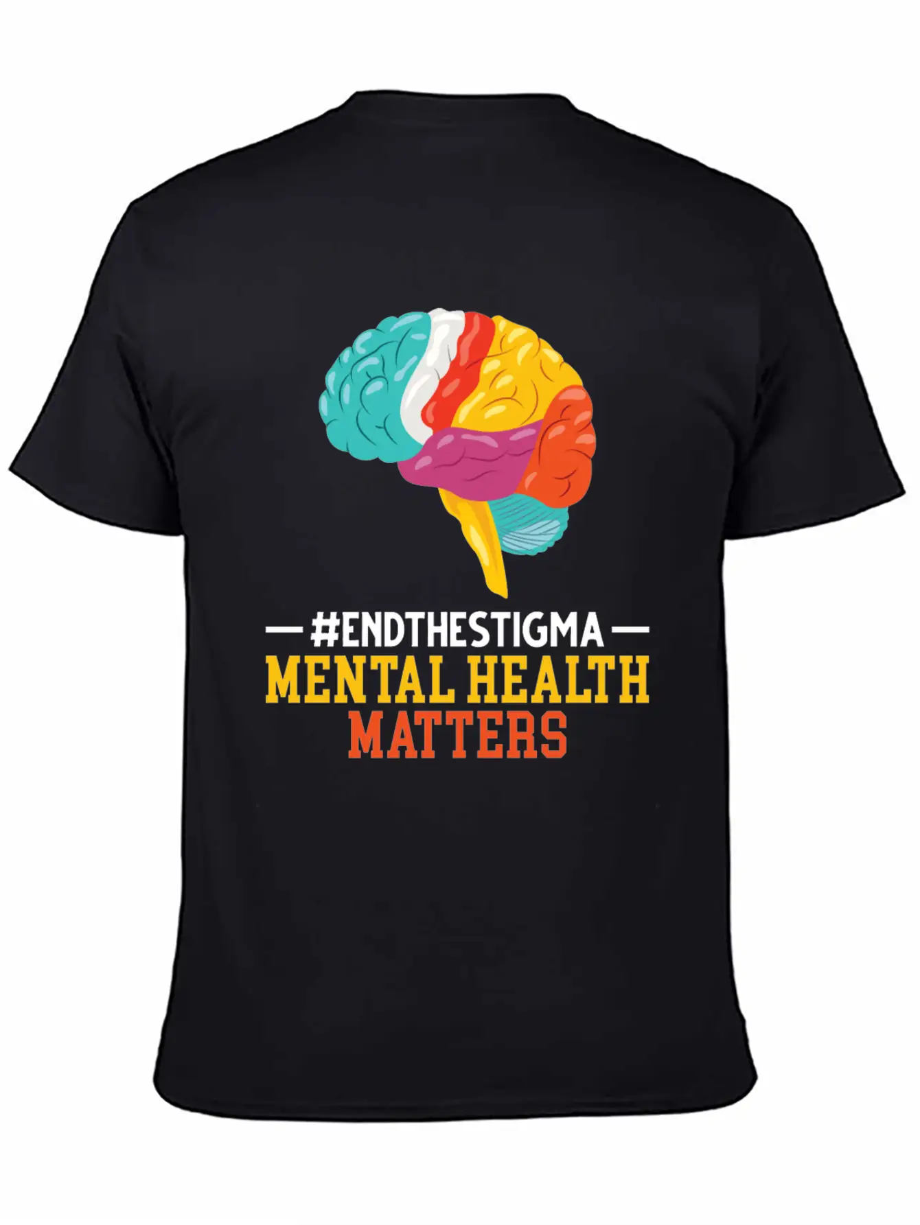 Colorful Brain Mental Health Breathable Soft Cotton T-Shirt – Timeless Casual Look