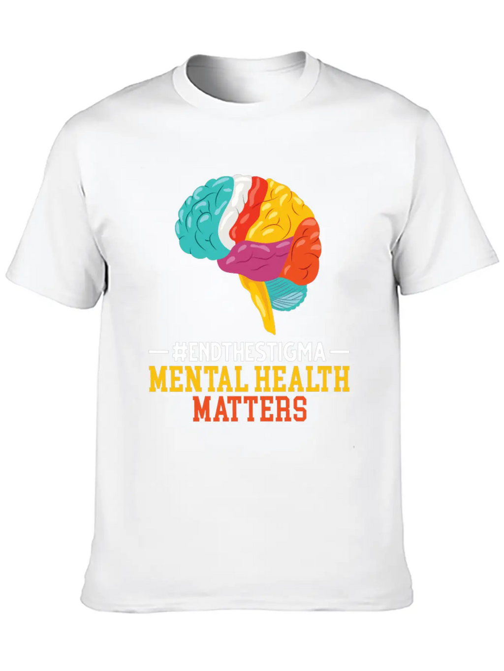 Colorful Brain Mental Health Breathable Soft Cotton T-Shirt – Timeless Casual Look
