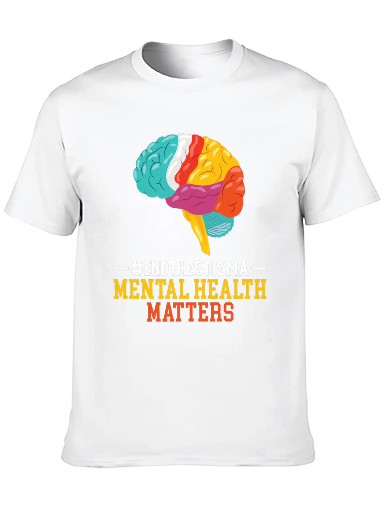 Colorful Brain Mental Health Breathable Soft Cotton T-Shirt – Timeless Casual Look