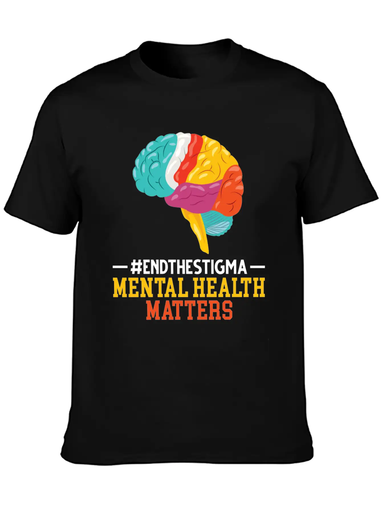 Colorful Brain Mental Health Breathable Soft Cotton T-Shirt – Timeless Casual Look