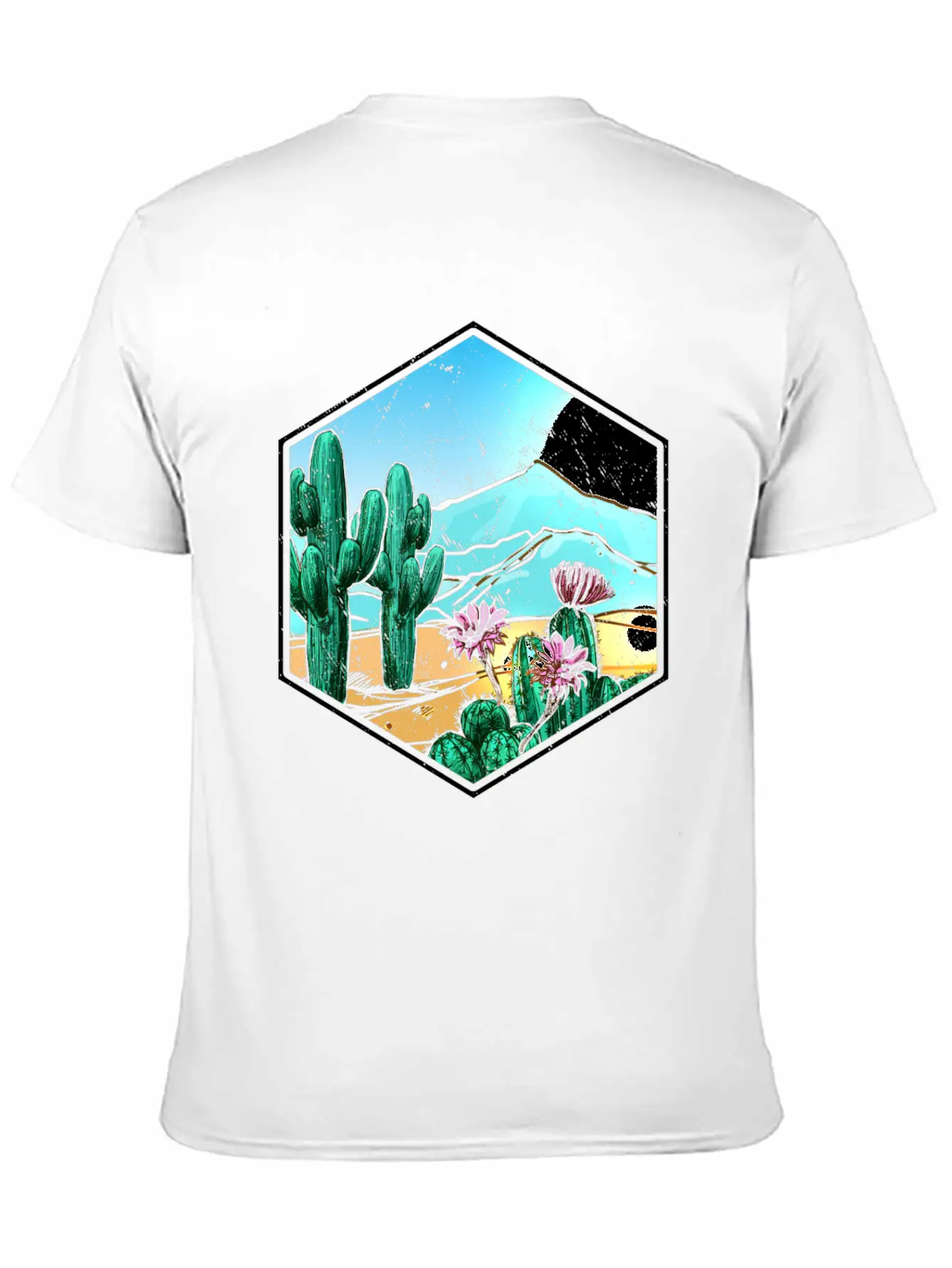 Colorful Desert Landscape Cactus Breathable Soft Cotton T-Shirt – Timeless Casual Look