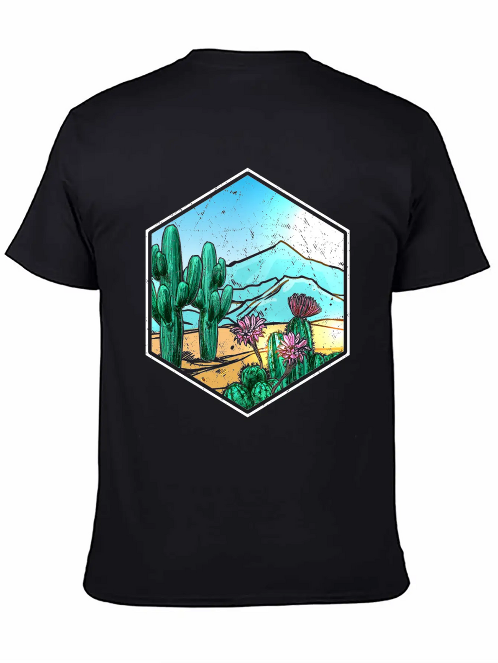 Colorful Desert Landscape Cactus Breathable Soft Cotton T-Shirt – Timeless Casual Look