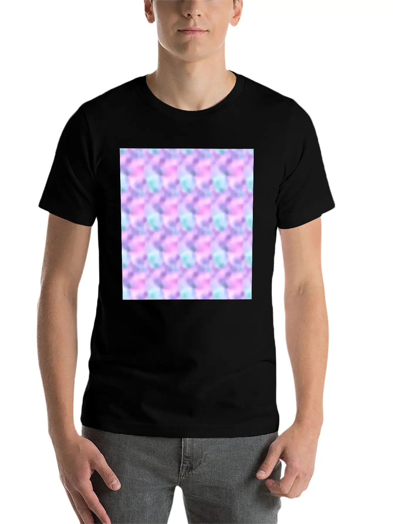 Colorful Iridescent Pattern Casual Graphic T-Shirt – Simple And Comfortable Daily Wear