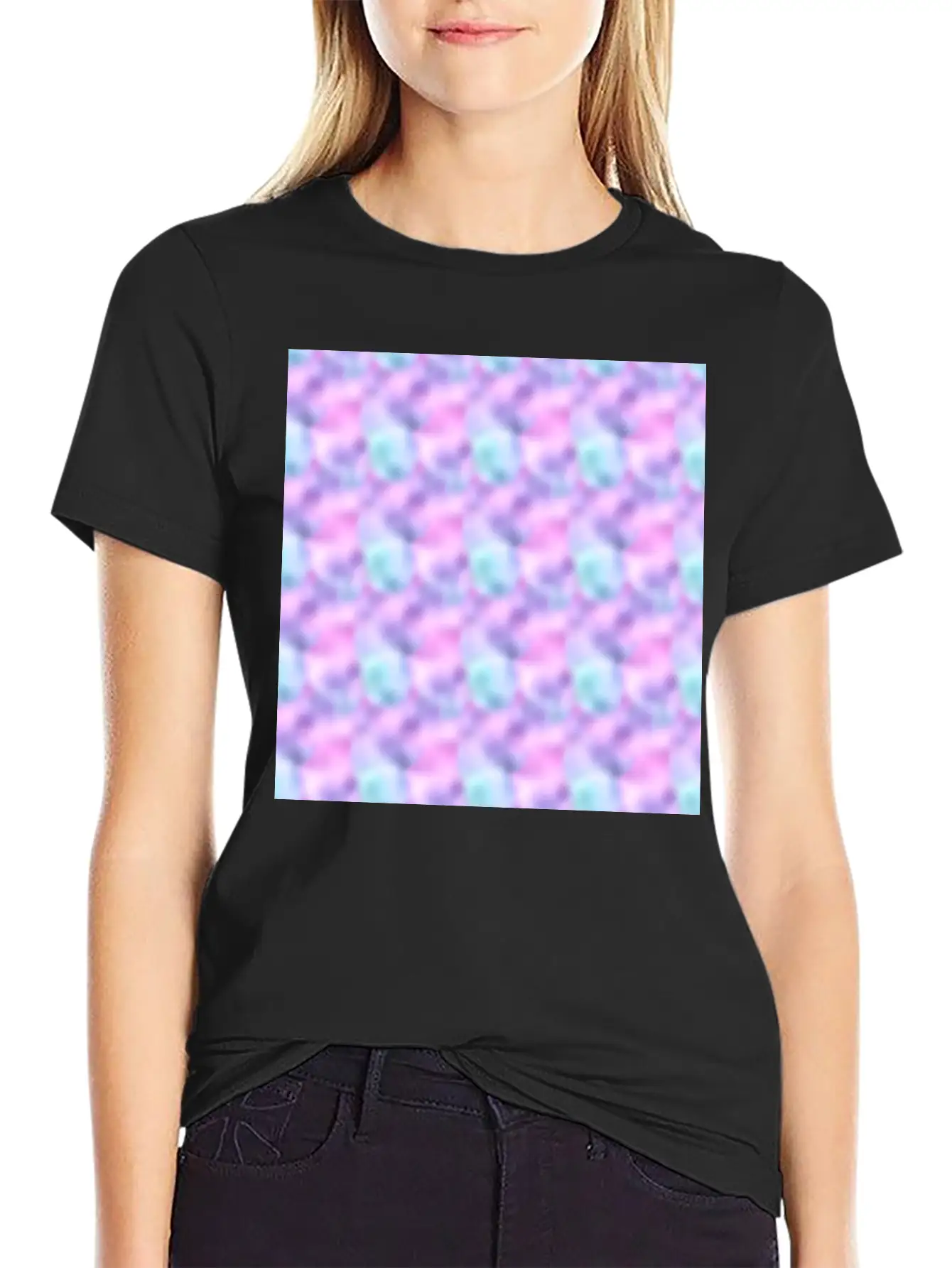 Colorful Iridescent Pattern Casual Graphic T-Shirt – Simple And Comfortable Daily Wear