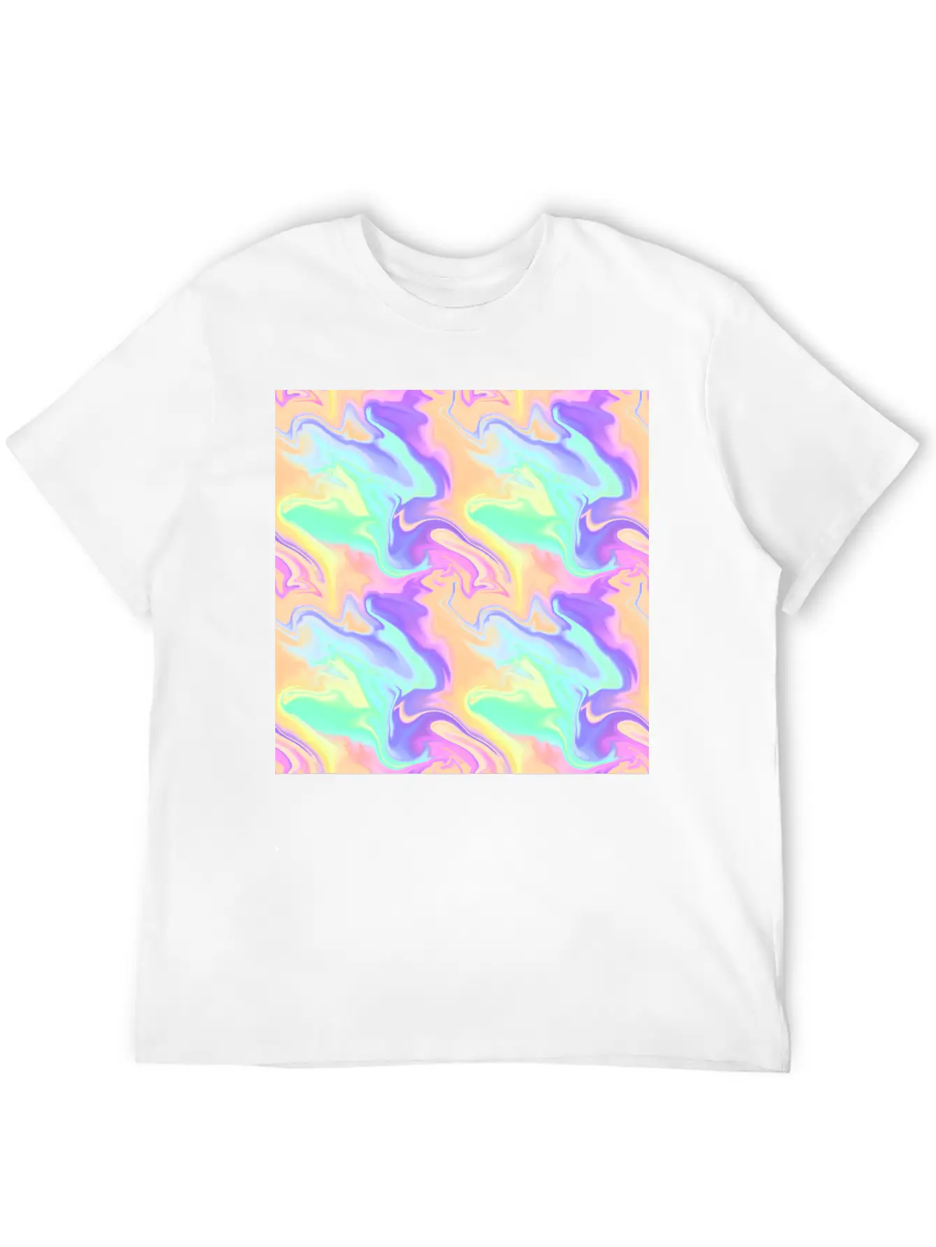 Colorful Iridescent Swirls Pattern Unisex Casual T-Shirt – Clean Design For Daily Comfort