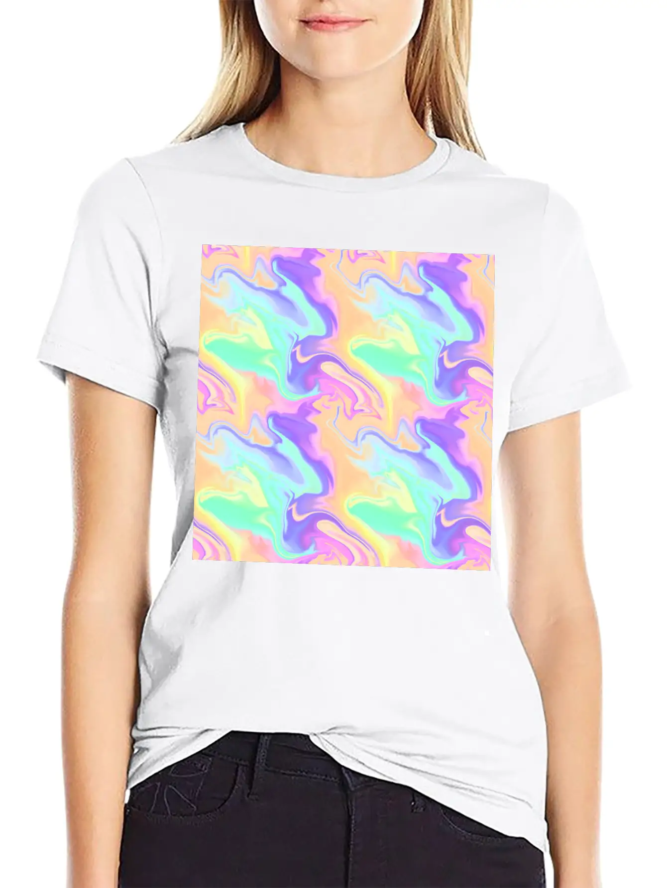 Colorful Iridescent Swirls Pattern Unisex Casual T-Shirt – Clean Design For Daily Comfort