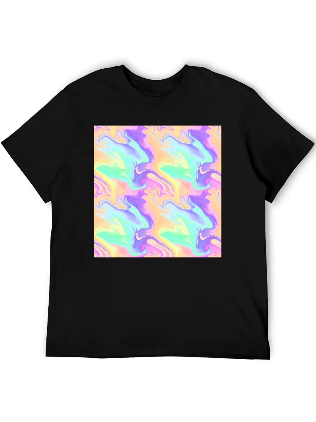 Colorful Iridescent Swirls Pattern Unisex Casual T-Shirt – Clean Design For Daily Comfort
