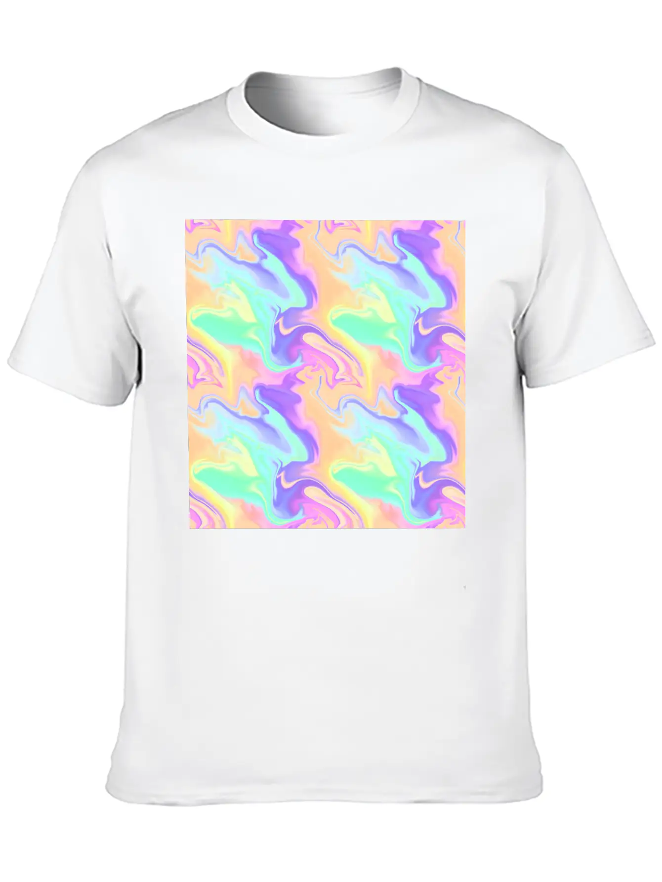 Colorful Iridescent Swirls Pattern Unisex Casual T-Shirt – Clean Design For Daily Comfort