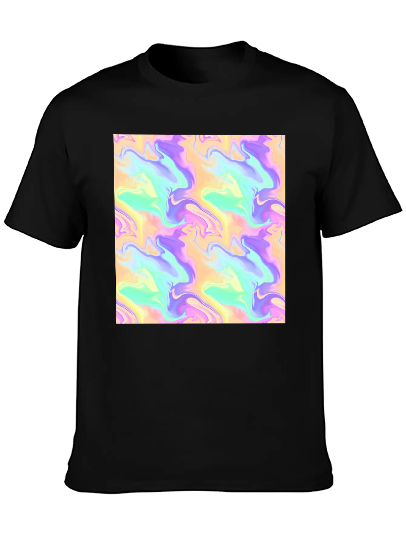 Colorful Iridescent Swirls Pattern Unisex Casual T-Shirt – Clean Design For Daily Comfort
