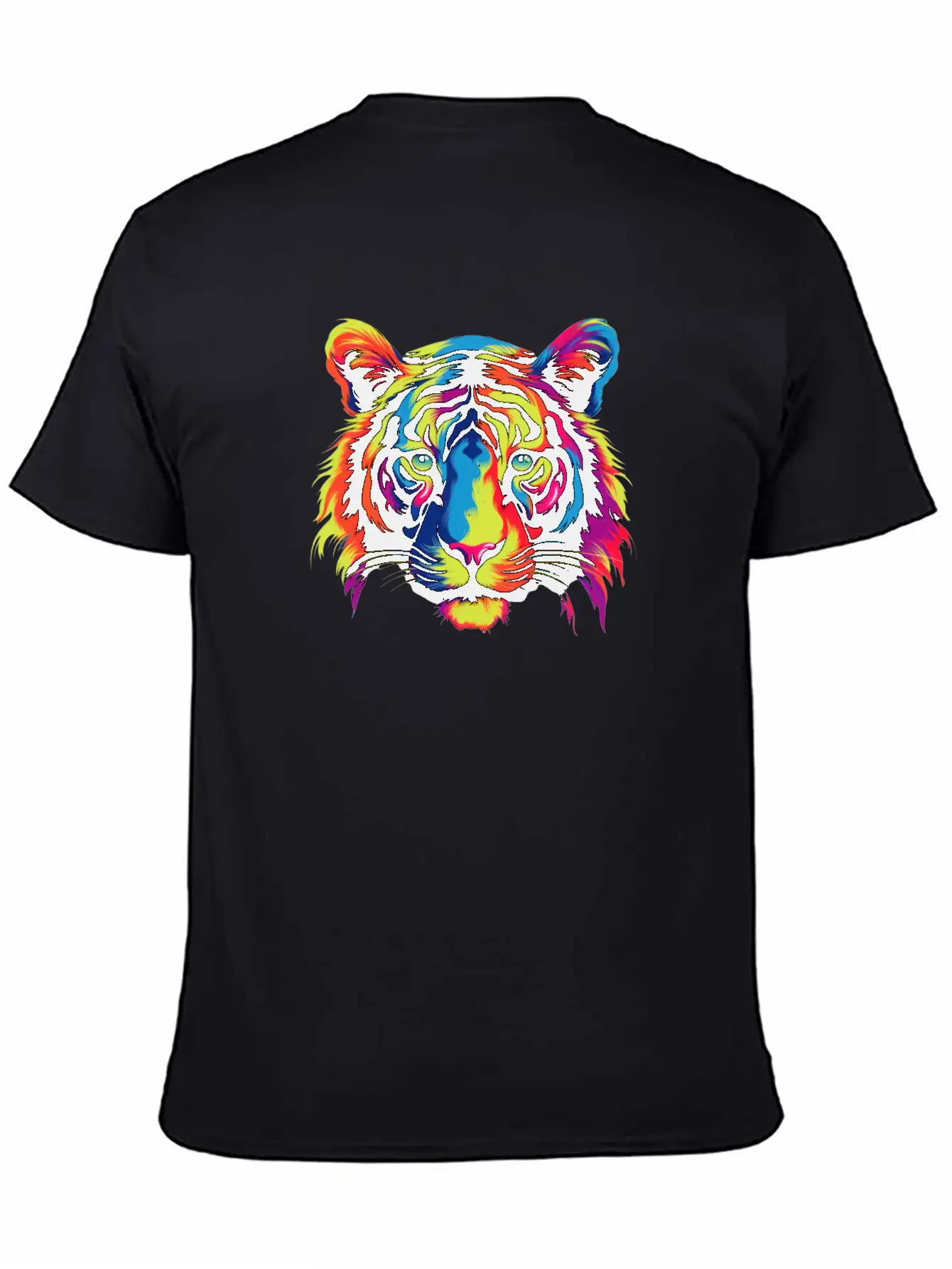 Colorful Modern Rainbow Tiger Face Sticker Unisex Casual T-Shirt – Clean Design For Daily Comfort