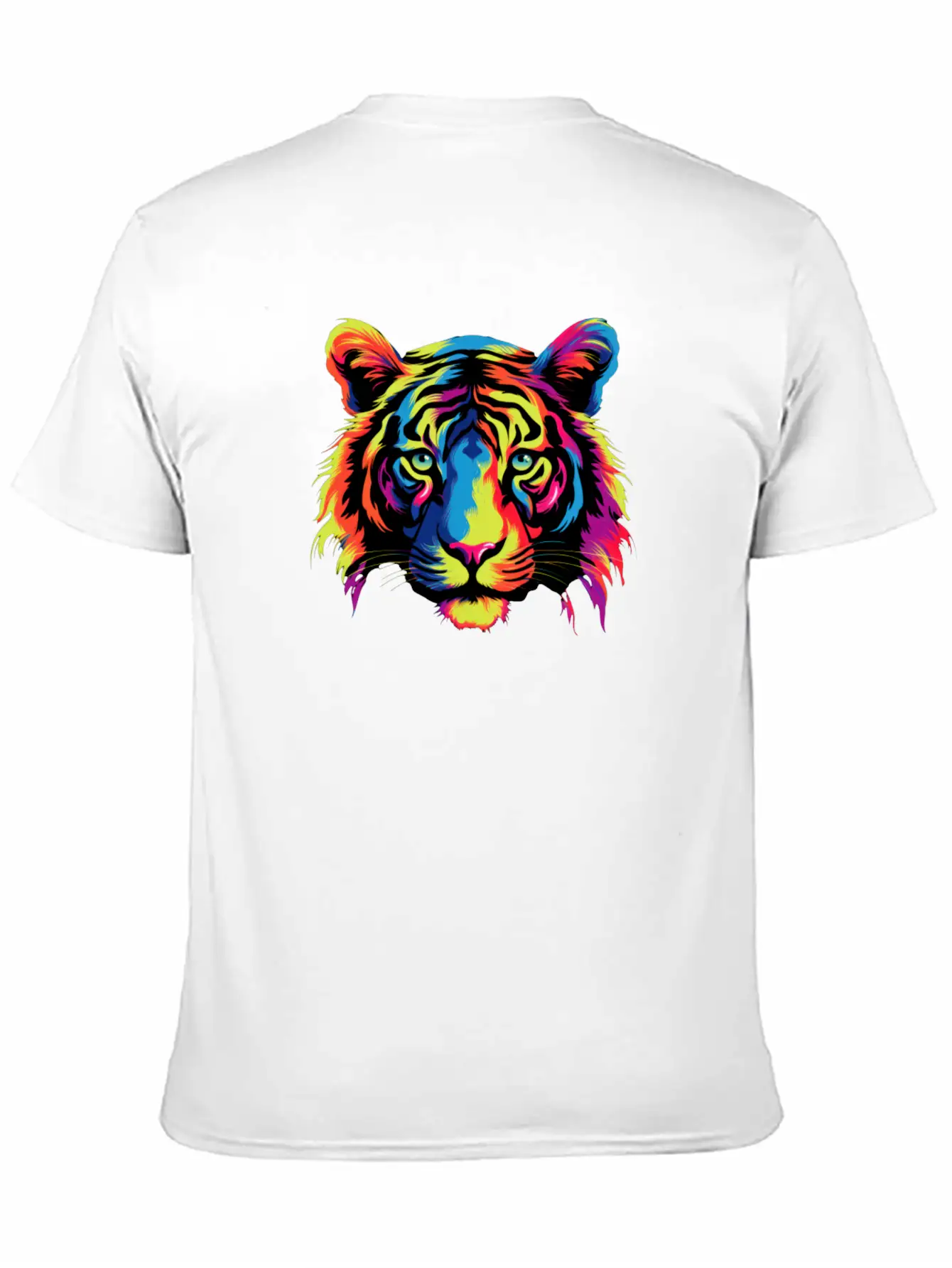 Colorful Modern Rainbow Tiger Face Sticker Unisex Casual T-Shirt – Clean Design For Daily Comfort