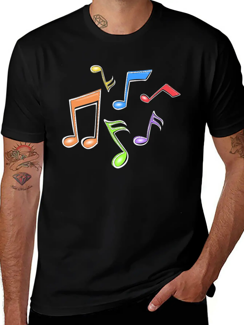 Colorful Music Notes Breathable Soft Cotton T-Shirt – Timeless Casual Look