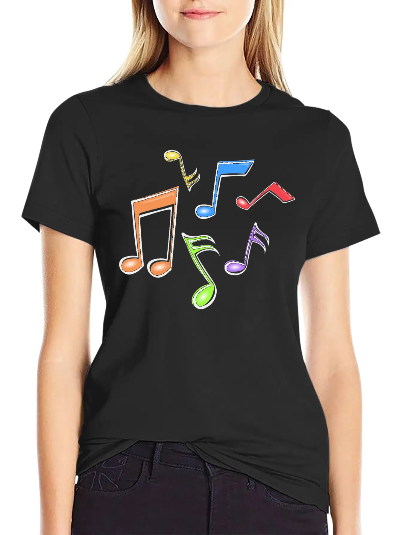 Colorful Music Notes Breathable Soft Cotton T-Shirt – Timeless Casual Look