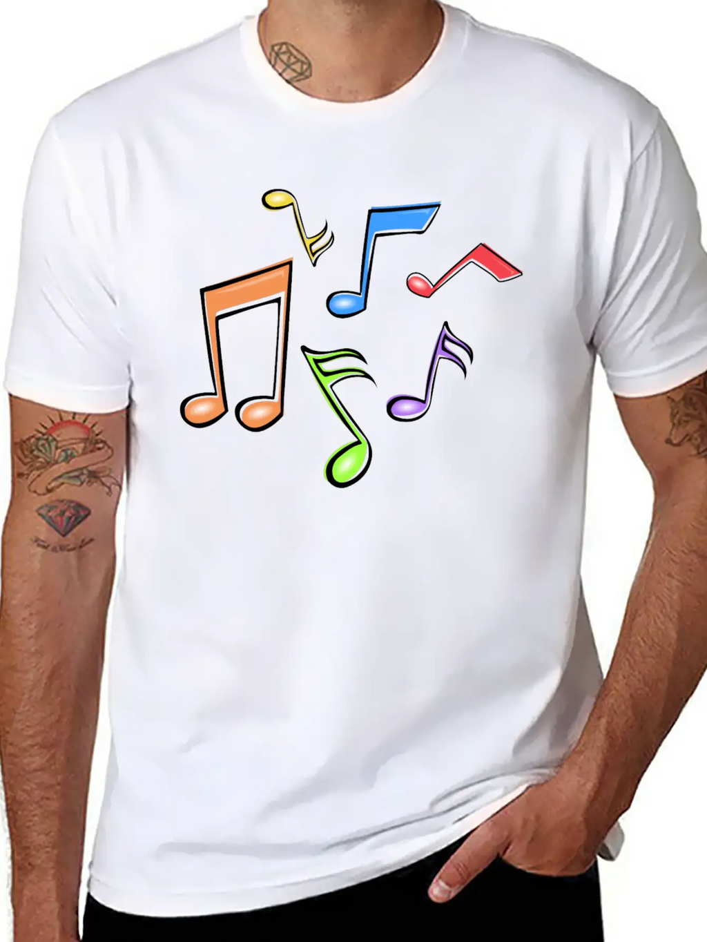 Colorful Music Notes Breathable Soft Cotton T-Shirt – Timeless Casual Look