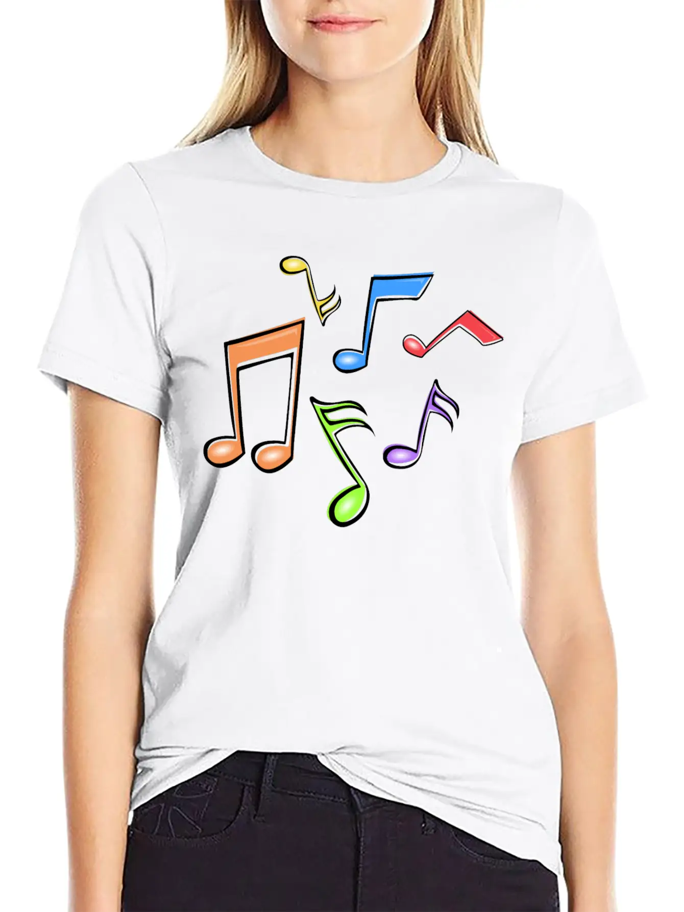 Colorful Music Notes Breathable Soft Cotton T-Shirt – Timeless Casual Look