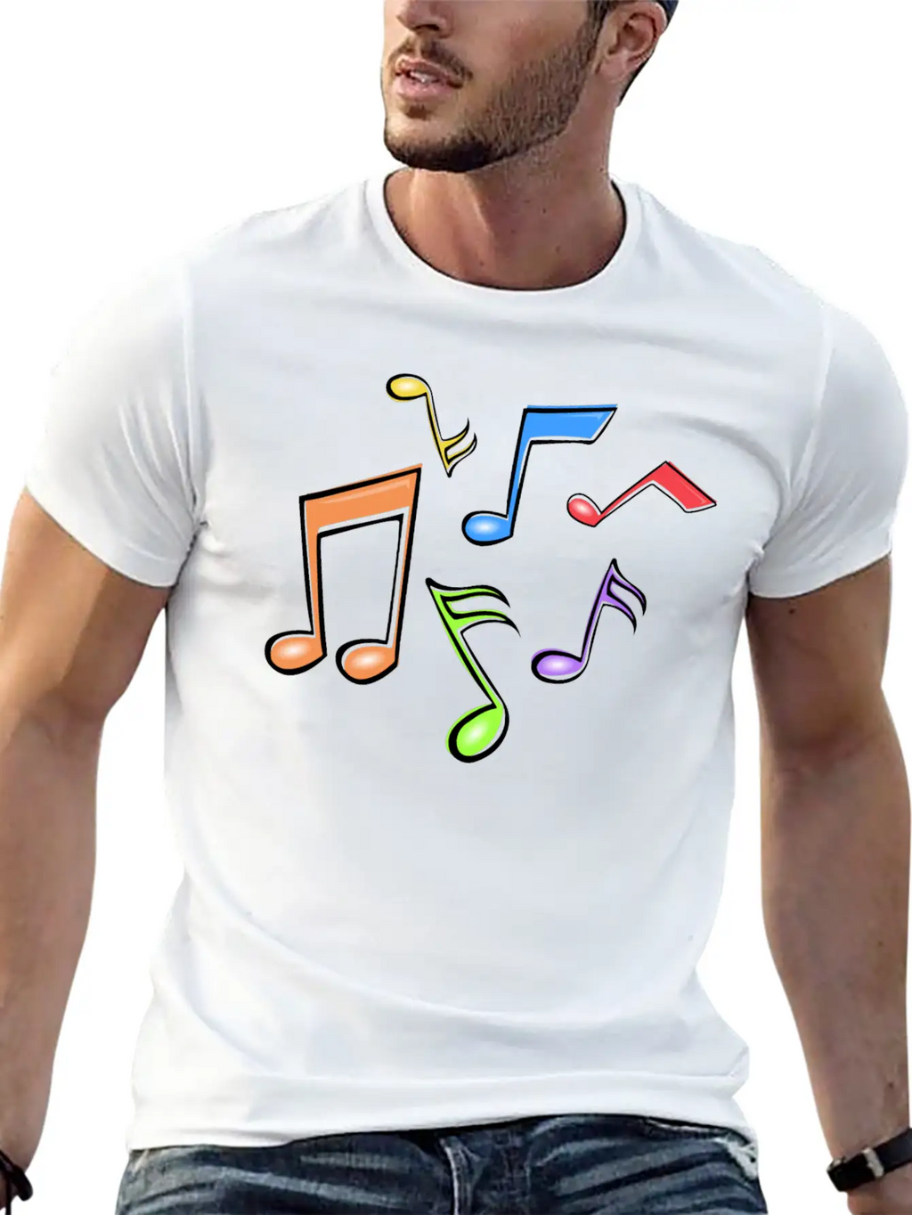 Colorful Music Notes Breathable Soft Cotton T-Shirt – Timeless Casual Look