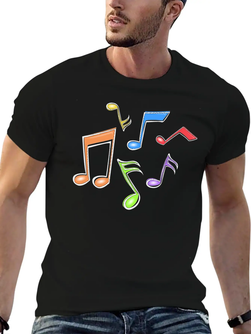 Colorful Music Notes Breathable Soft Cotton T-Shirt – Timeless Casual Look