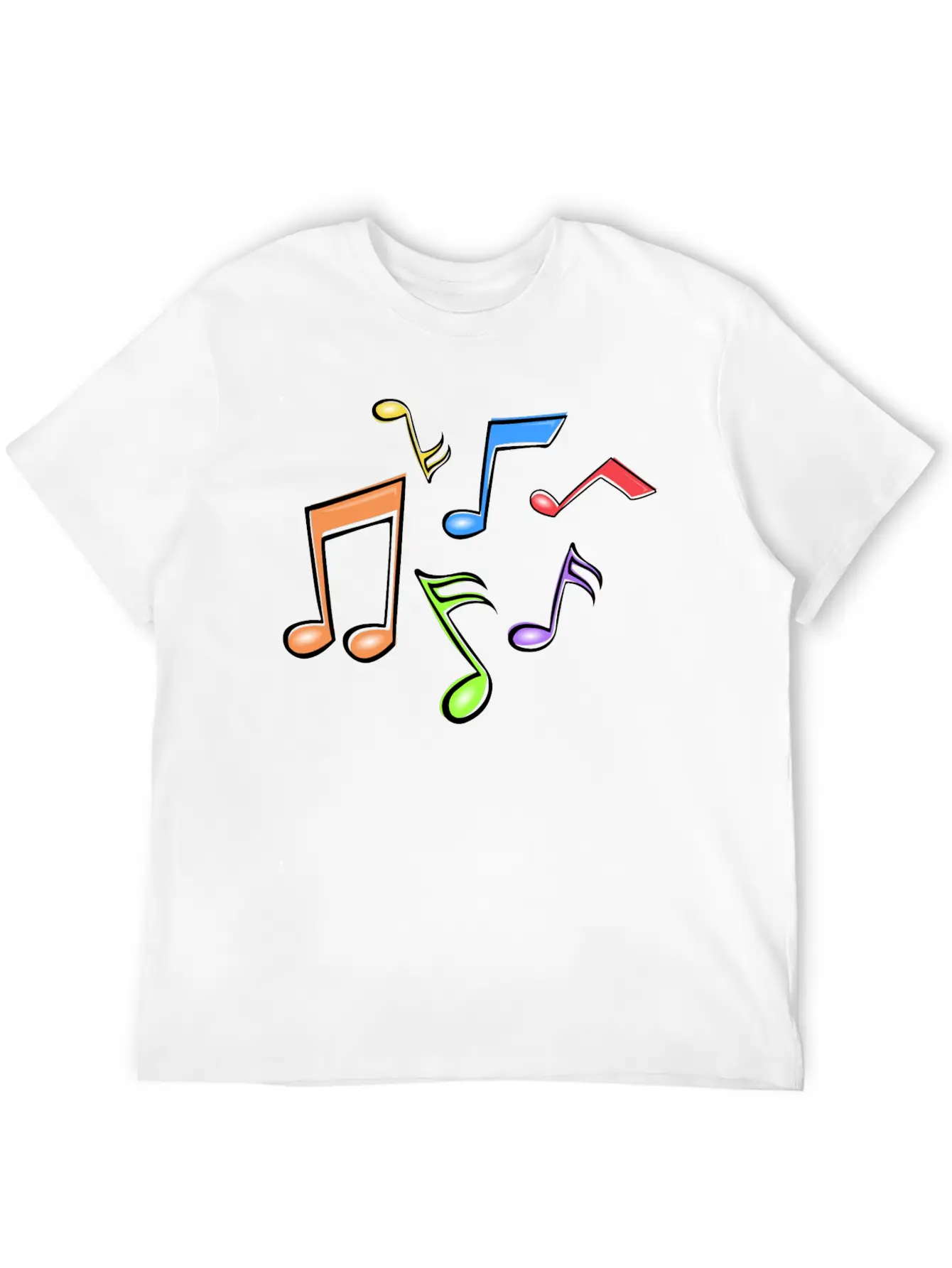 Colorful Music Notes Breathable Soft Cotton T-Shirt – Timeless Casual Look