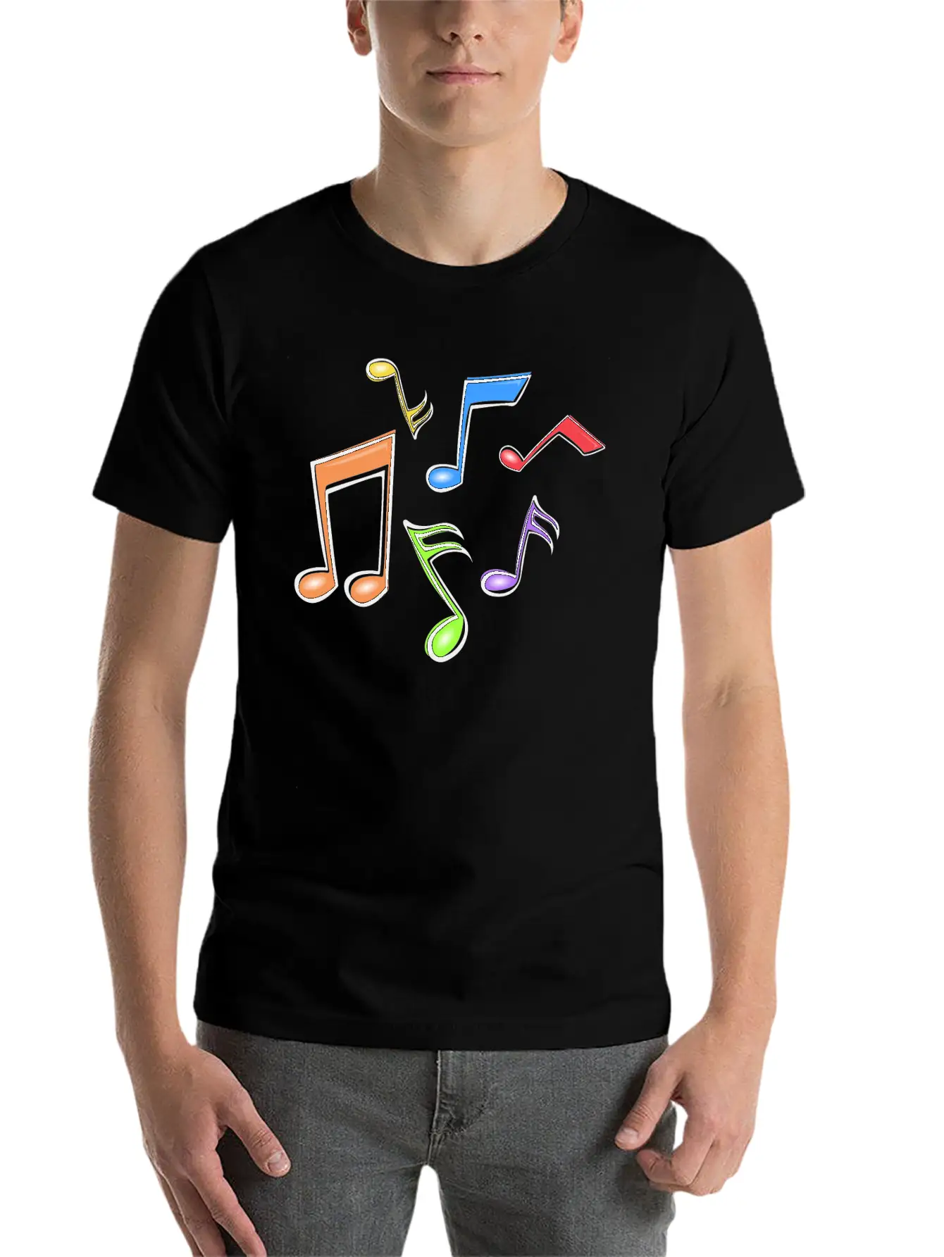 Colorful Music Notes Breathable Soft Cotton T-Shirt – Timeless Casual Look