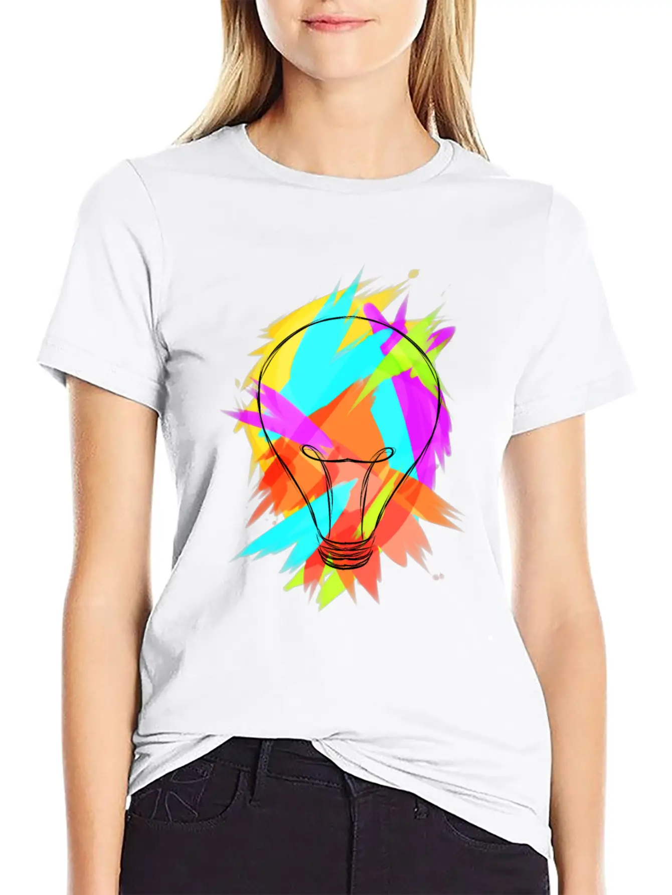 Colorful Pear Creative Colorful Rainbow Gift Casual Graphic T-Shirt – Simple And Comfortable Daily Wear