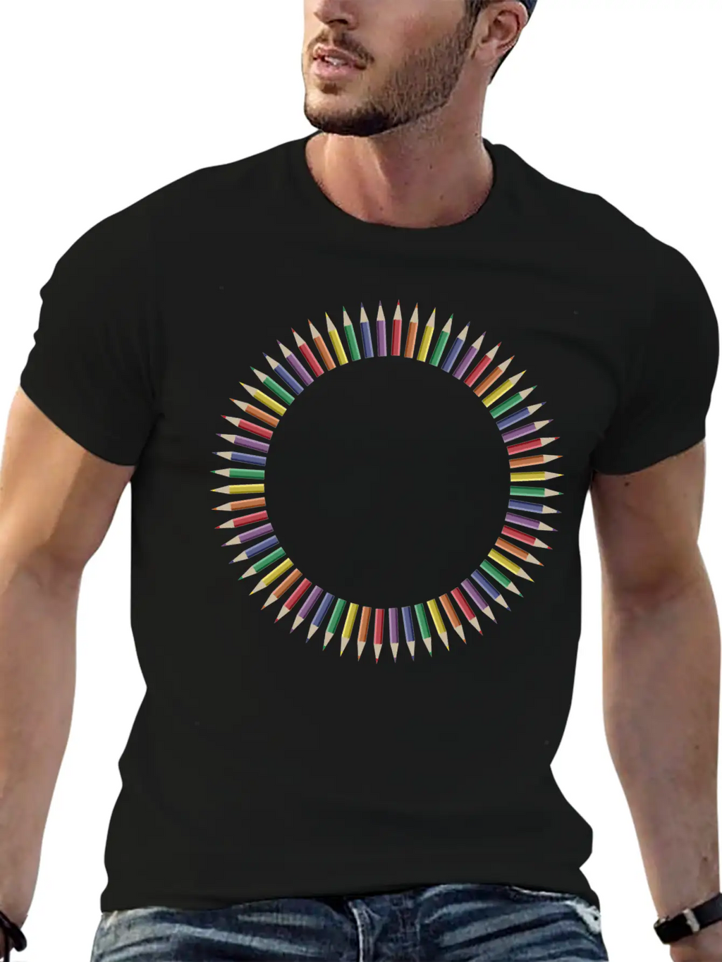 Colorful Pencils Frame 4 Unisex Casual T-Shirt – Clean Design For Daily Comfort